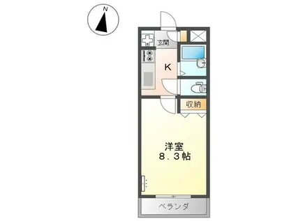 アムールパレスII(1K/2階)の間取り写真