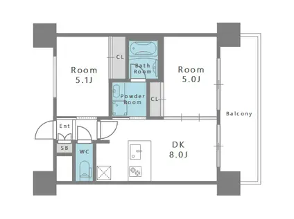 エステムコート南堀江IIレアリス(2LDK/10階)の間取り写真