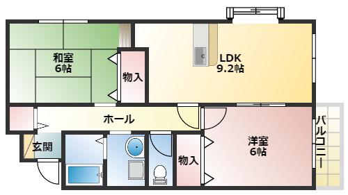 アゼリアI(2LDK/2階)の間取り写真