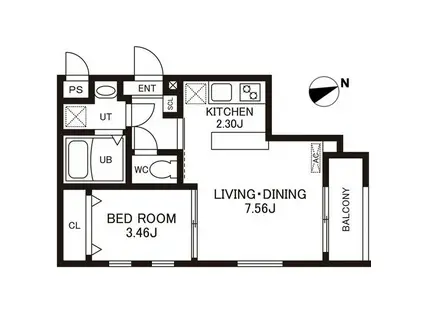 CHERIM室見ウエスト(1LDK/1階)の間取り写真
