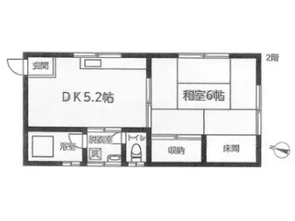 大林荘(1DK/2階)の間取り写真