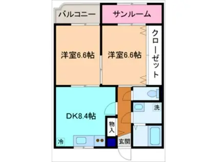 バードピュア沖(1LDK/2階)の間取り写真