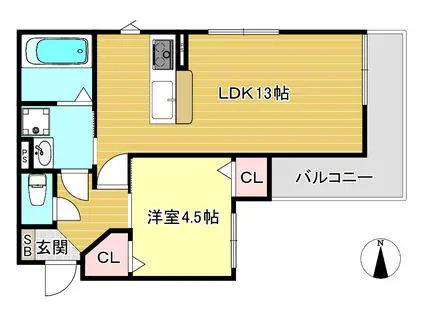 ラルーチェ聖護院(1LDK/3階)の間取り写真
