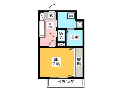 アモリールII(1K/1階)の間取り写真