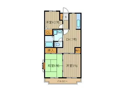 パルシオ西原ワン(3DK/3階)の間取り写真