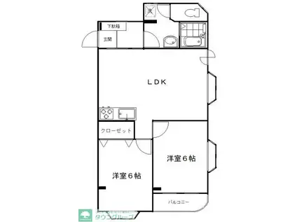 青木ビル(2LDK/2階)の間取り写真