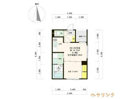 BOUL MICH(1DK/2階)の間取り写真