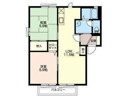 リバーサイドビレッジVI(2LDK/2階)の間取り写真