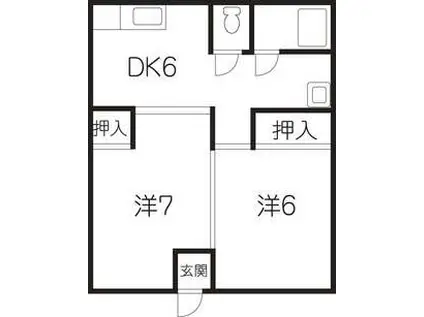 羽黒ハイツ(2DK/1階)の間取り写真