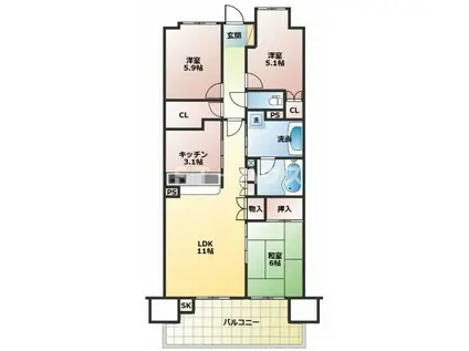ステラガーデン幕張(3LDK/9階)の間取り写真