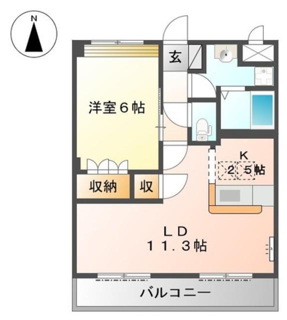 ヴィレッジ名草(1LDK/1階)の間取り写真