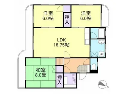 グランメリー児島(3LDK/1階)の間取り写真