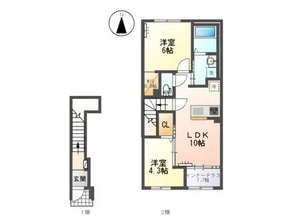 森本2丁目アパートIII(2LDK/2階)の間取り写真