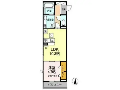 ブラウバウム(1LDK/2階)の間取り写真