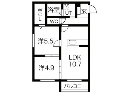 名鉄瀬戸線 三郷駅(愛知) 徒歩20分 3階建 築11年(2LDK/1階)の間取り写真