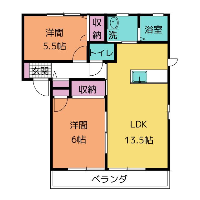 キャステール A(2LDK/2階)の間取り写真
