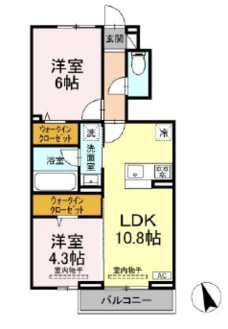 ラルブルボヌール(2LDK/1階)の間取り写真
