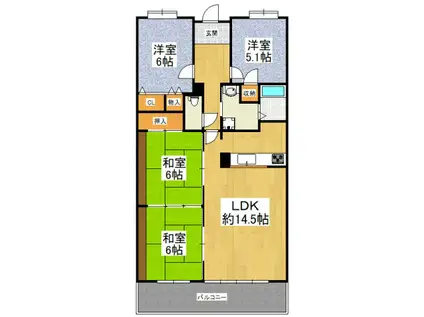 メゾンドールウイングヒルズ参番館(4LDK/15階)の間取り写真