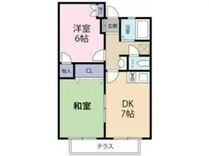 ハイツ白百合II(2DK/1階)の間取り写真