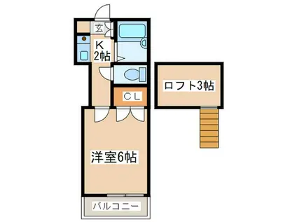 東青山ハイツ(1K/2階)の間取り写真