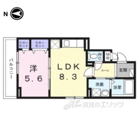 ヒカルサ京都大宮中林Ⅰ(1LDK/3階)の間取り写真
