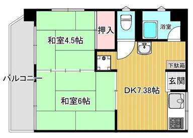 東山パビヨン(2DK/5階)の間取り写真