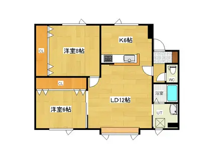クオーレ清見(2LDK/1階)の間取り写真