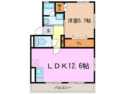 アプリV(1LDK/1階)の間取り写真