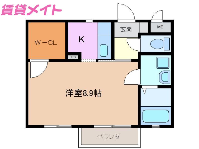 メゾンM&K(1K/2階)の間取り写真