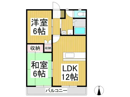 ハーベスト殿城A棟(2LDK/2階)の間取り写真