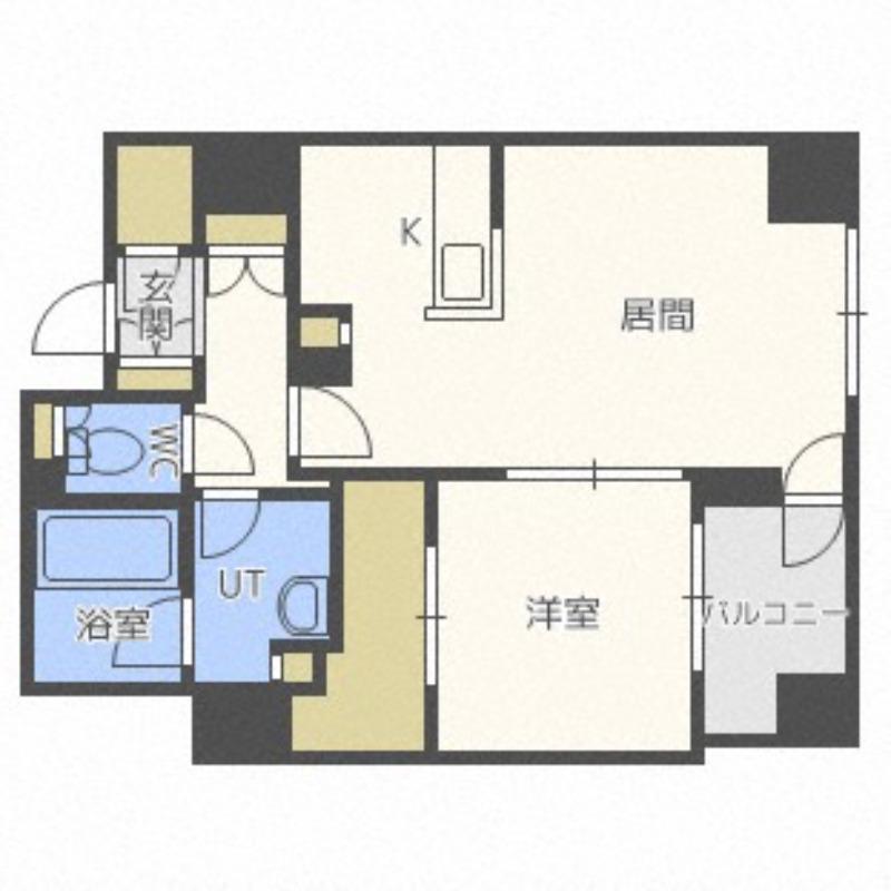 プライムメゾン南2条(1LDK/7階)の間取り写真
