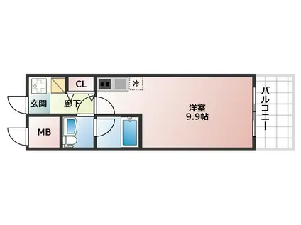 グランド上町(ワンルーム/8階)の間取り写真