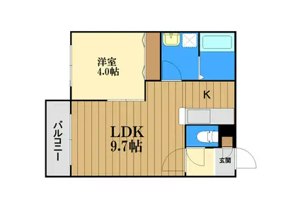 ルーチェ厚別(1LDK/3階)の間取り写真