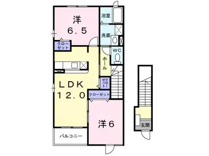 クラシック II(2LDK/2階)の間取り写真