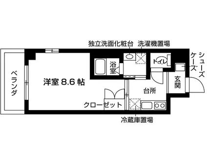 ECO・VILLAGE上賀茂(1K/2階)の間取り写真