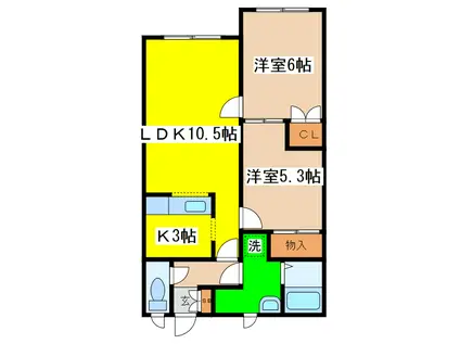 エスティームハウス(2LDK/1階)の間取り写真