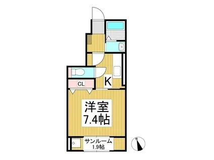 グレイスサン(1K/1階)の間取り写真