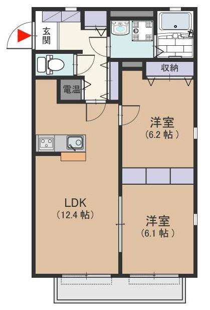 メゾン・カンフリエ(2LDK/2階)の間取り写真