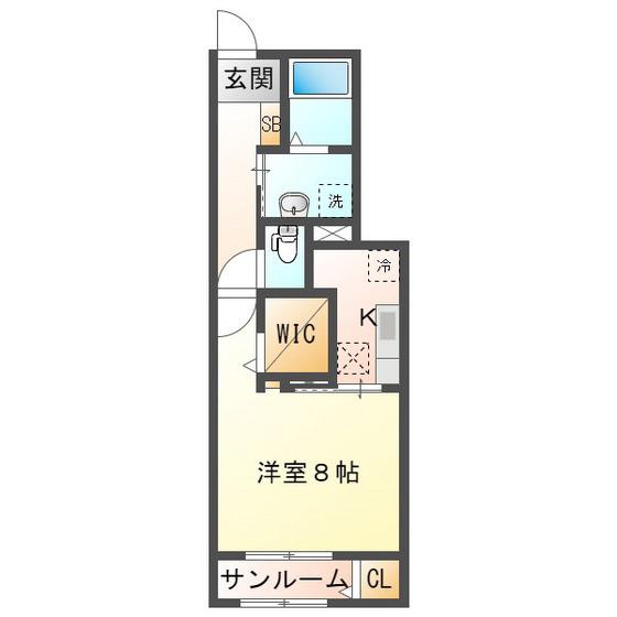 サンリベール(1K/1階)の間取り写真