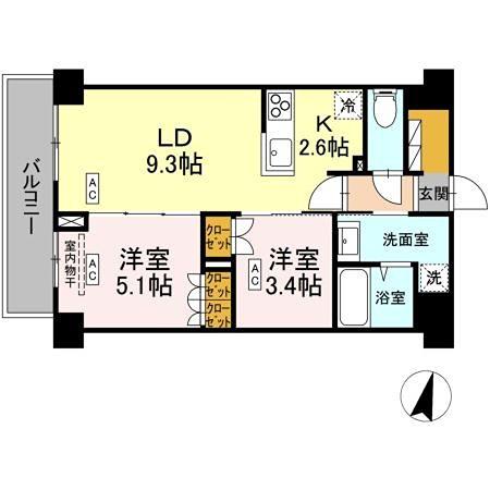 ロイジェント西新井(2LDK/5階)の間取り写真