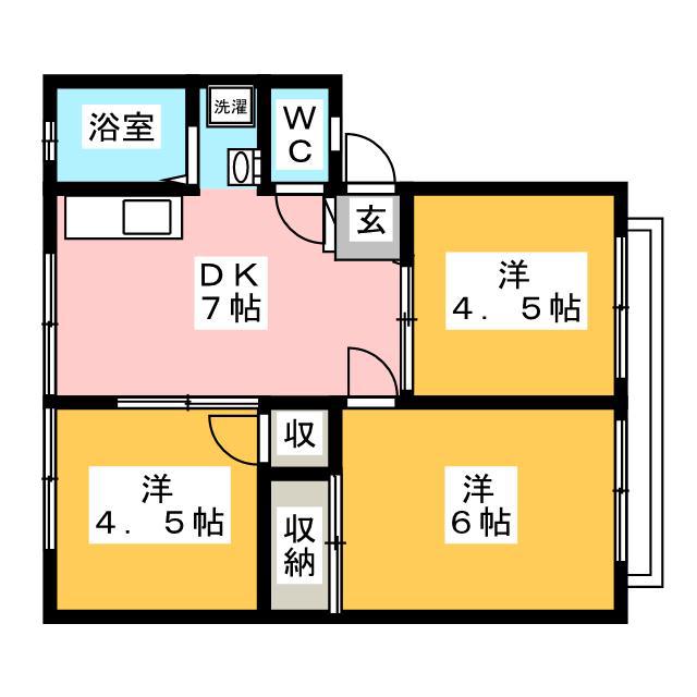 エステート6(3DK/2階)の間取り写真