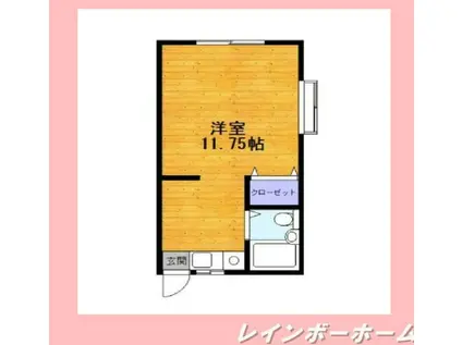 ブライトハイツ秋山(ワンルーム/1階)の間取り写真