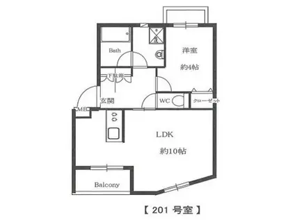 ウィステリア渋谷(1LDK/2階)の間取り写真