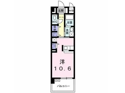 パラダイム東光(ワンルーム/1階)の間取り写真