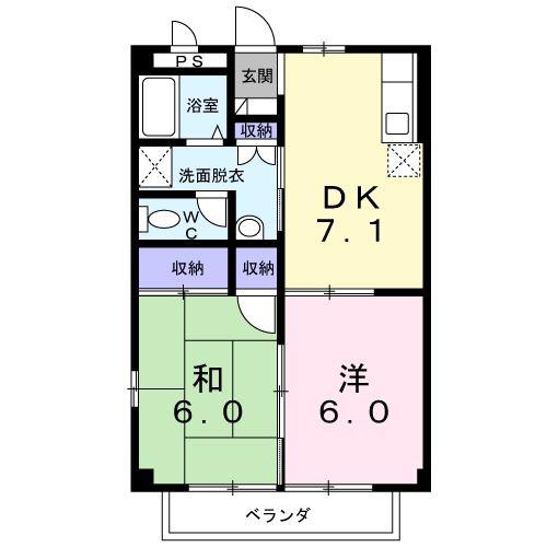 パルネットアメニティ(2DK/2階)の間取り写真