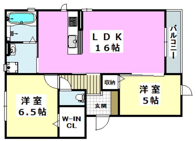 プルメリア(2LDK/1階)の間取り写真
