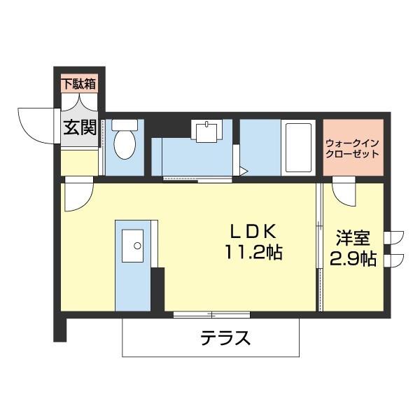 ベレオ鷺ノ森(1LDK/1階)の間取り写真