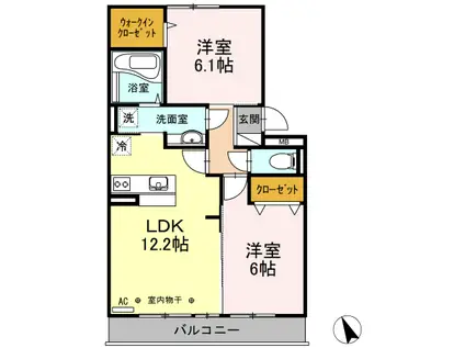 グランヴィア(2LDK/2階)の間取り写真