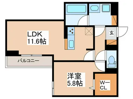 トリシア千躰(1LDK/2階)の間取り写真