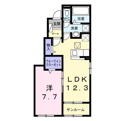 パークサイド(1LDK/1階)の間取り写真
